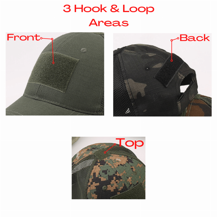 Military-style Tactical Patch Hat With Adjustable Strap