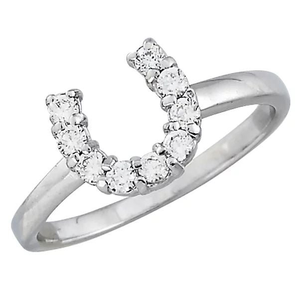 Awst Int'l Sterling Silver & Clear Cz Horseshoe Ring