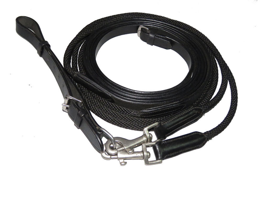 Henri De Rivel Advantage Draw Reins - Rounded Nylon / Leather Snap