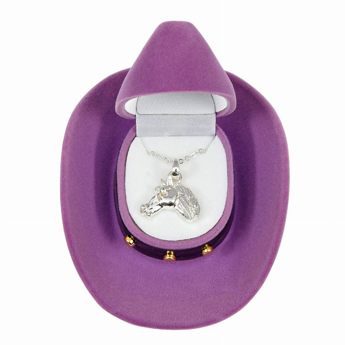 Awst Int'l Horse Head Pendant Necklace Withcowboy Hat Gift Box