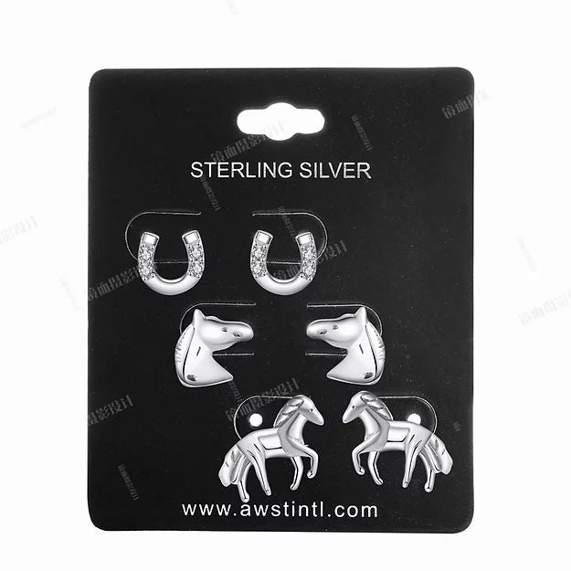 Awst Int'l Sterling Silver Assorted Horse Earrings