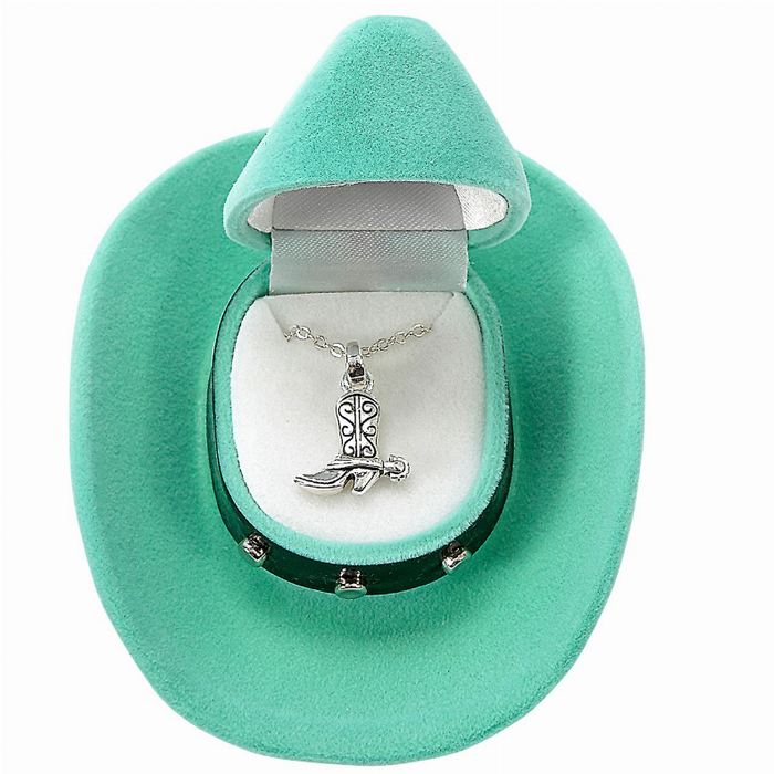 Awst Int'l Cowboy Boot Necklace Withcolorful Cowboy Hat Gift Box