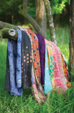 Set Of 6 Recycled Kantha Throws-assorted Sizes And Patterns Approx. 55" X 80"