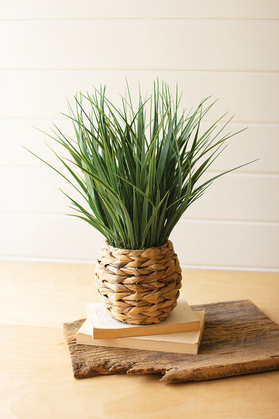 Artificial Grass In A Woven Planter