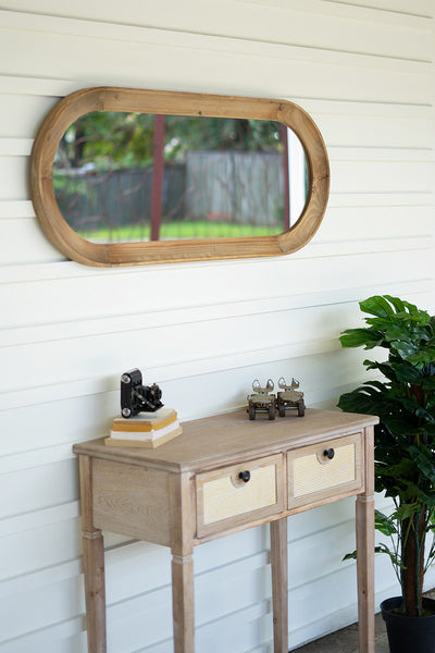 Oval Wood Framed Mirror