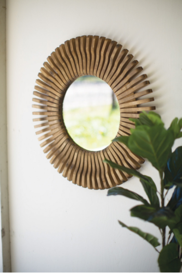 Round Wooden Mirror