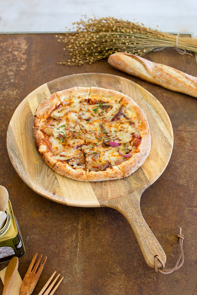 Large Round Mango Serving Board With Handle