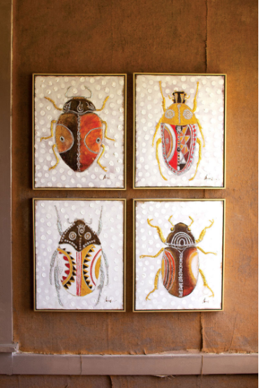 Oil Painting - Set Of 4 Beetles 16.5" X 20.5"t