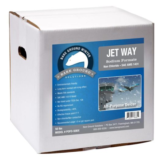 50lb Box Of Bare Ground Jet Way Sodium Formate Granular Deicer