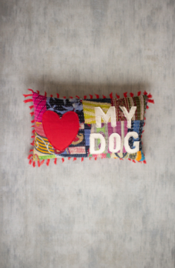 Love My Dog Kantha Pillow