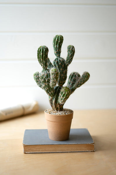 Artificial Barrel Cactus In Painted Pot