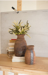 Set Of Two Mango Wood Urns