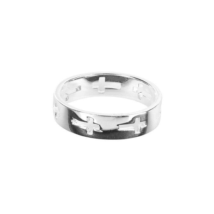 Ring Multi Cutout Cross Size 7 Silver