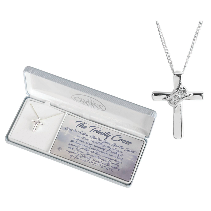 The Trinity Cross Cz Sash Cross Necklace