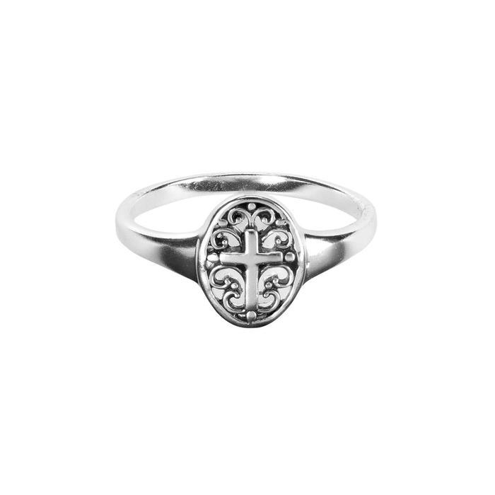 Ring Filigree Oval Cross Size 8 Silver