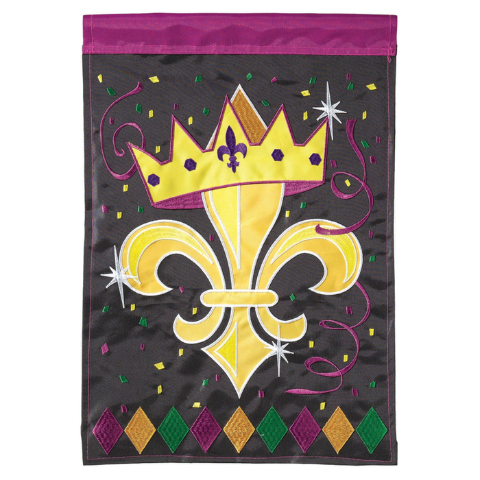 Fleur De Lis Crown Mardi Gras Flag