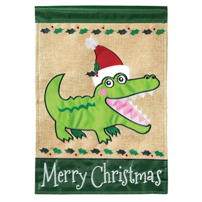 Flg Dapp Alligator Merry Chrmas Blp Garden