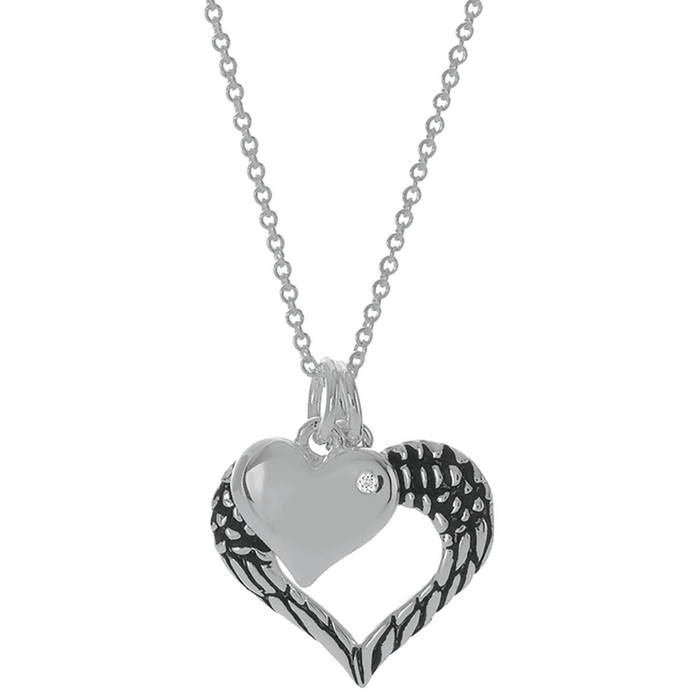 Feather Heart Silver Plate  Chain