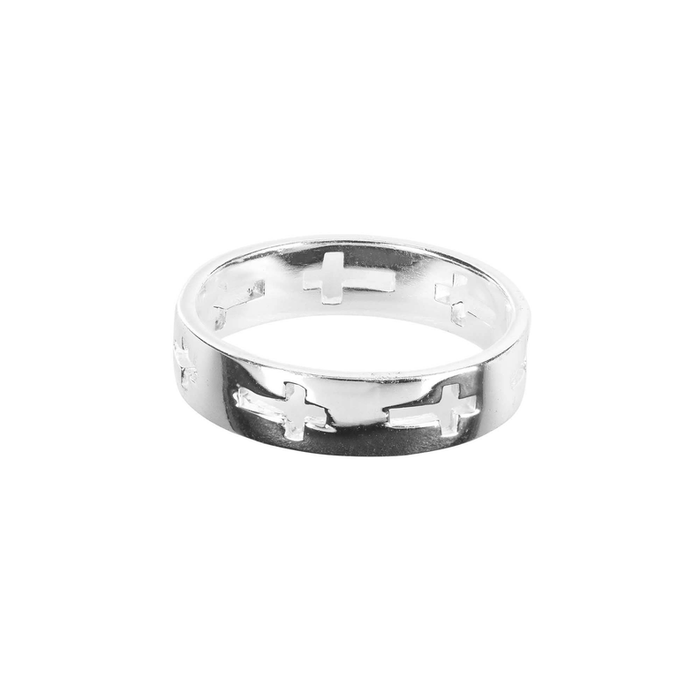 Ring Multi Cutout Cross Size 8 Silver