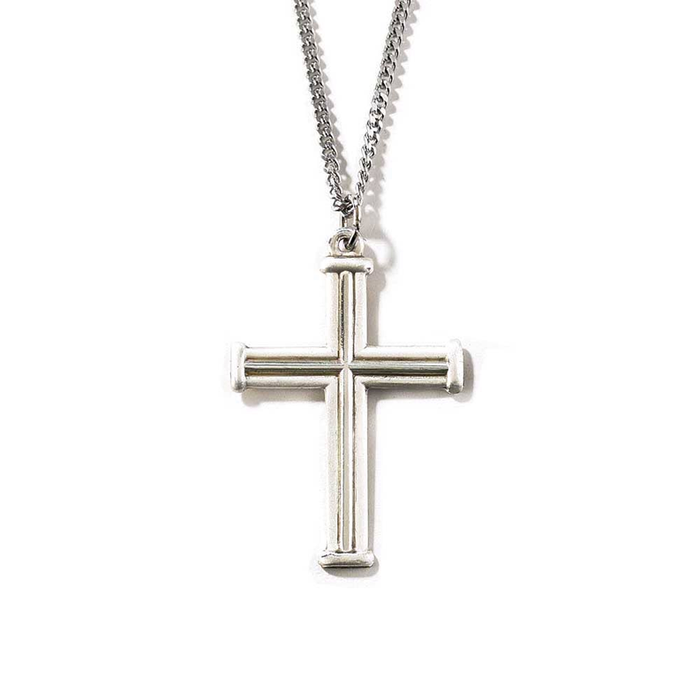 Silver Plated Double Satin Cross Necklace