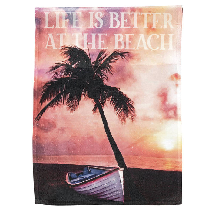 Palm Tree Sunset Print Flag Garden