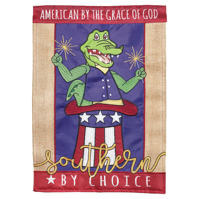 4th Of July Alligator Double Applique Garden Flag