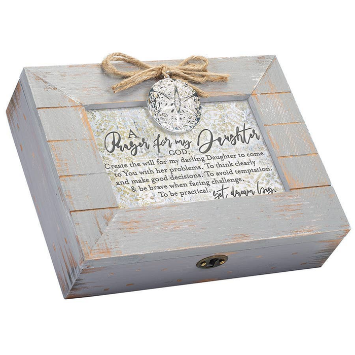 A Prayer For My Daughter Gray Distressed Locket Music Box