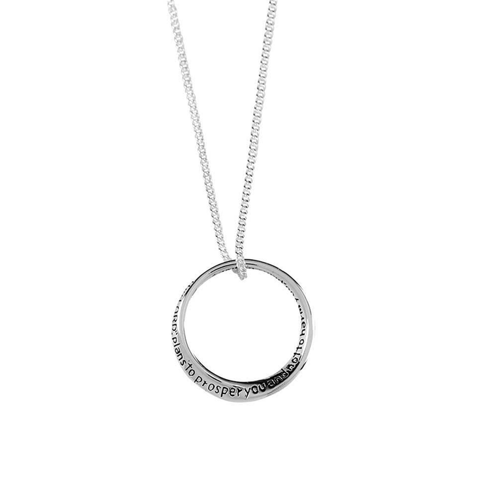 Silver Plated Jeremiah 29:11-18 Mobius Ring Necklace