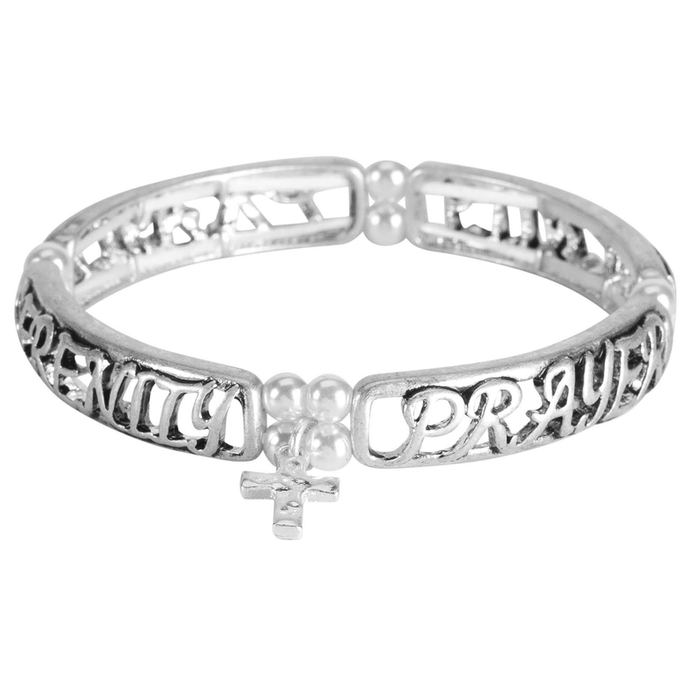 Bracelet Serenity Prayer Cross/pearls