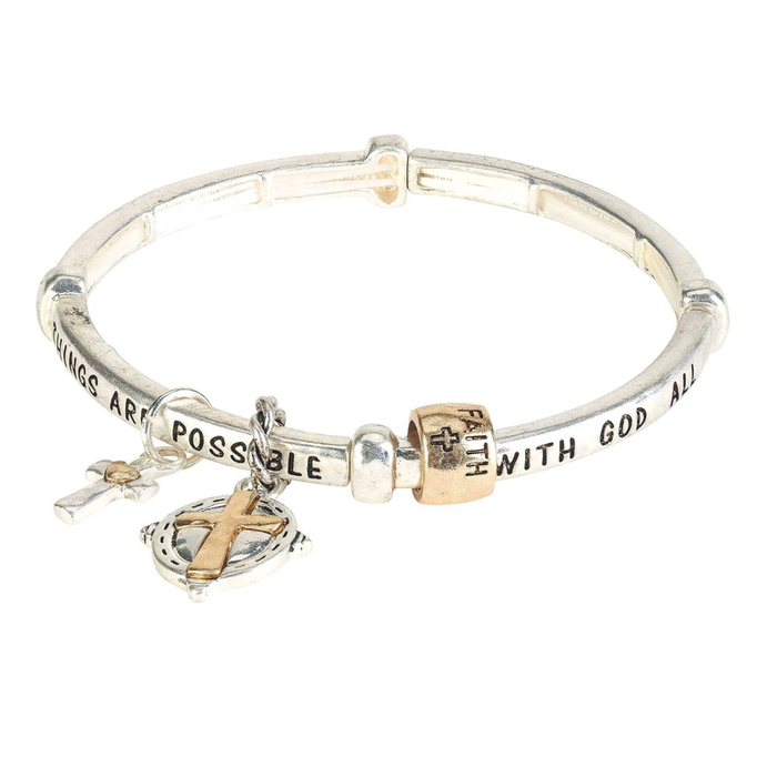 Message Bracelet Matt 19:26 2tone