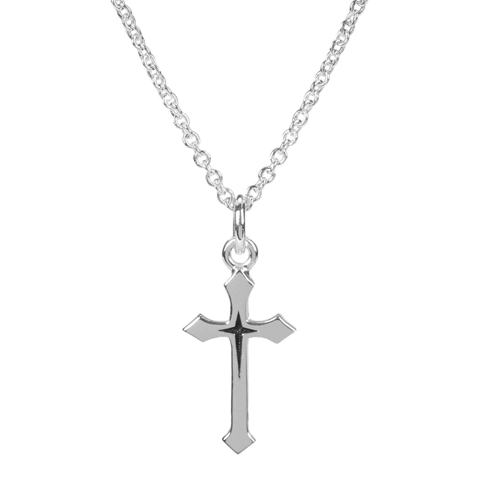 Silver Plated Flare Cross Necklace