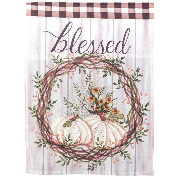 Blessed Pumpkin Wreath Flag Poly