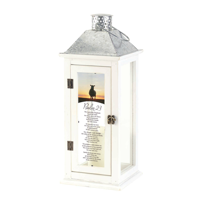 Lantern Psalm 23 17"h Candle Uses Aaa