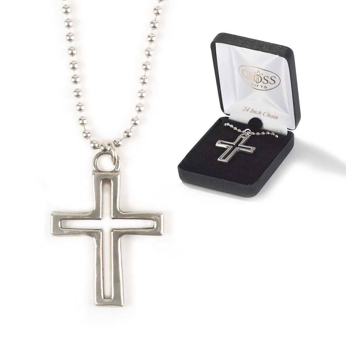 Nk Coutout Box Cross Pwtr Bead Chain