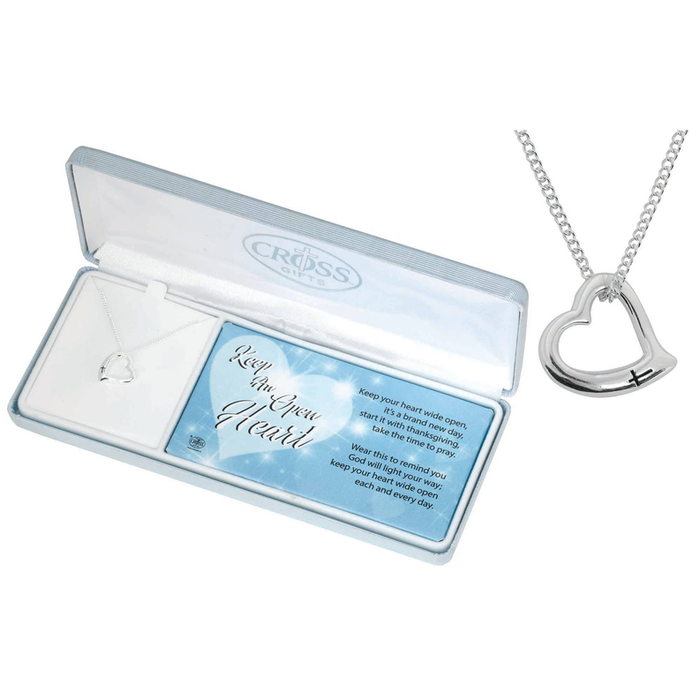 Necklace Keep An Open Heart Silver Plate  Ch