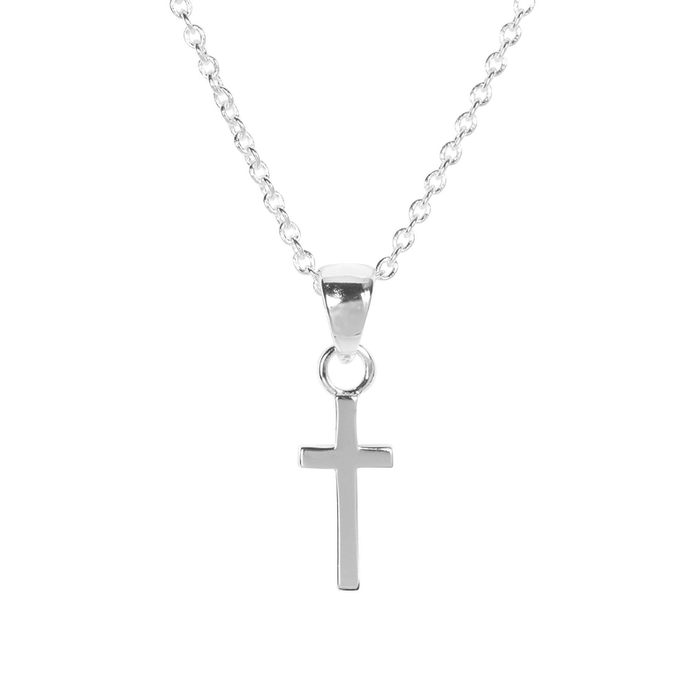 Box Cross Silver Plate  Chain