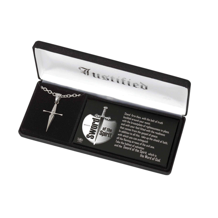 Necklace - Sword/spiritcross Med Stainless Steel