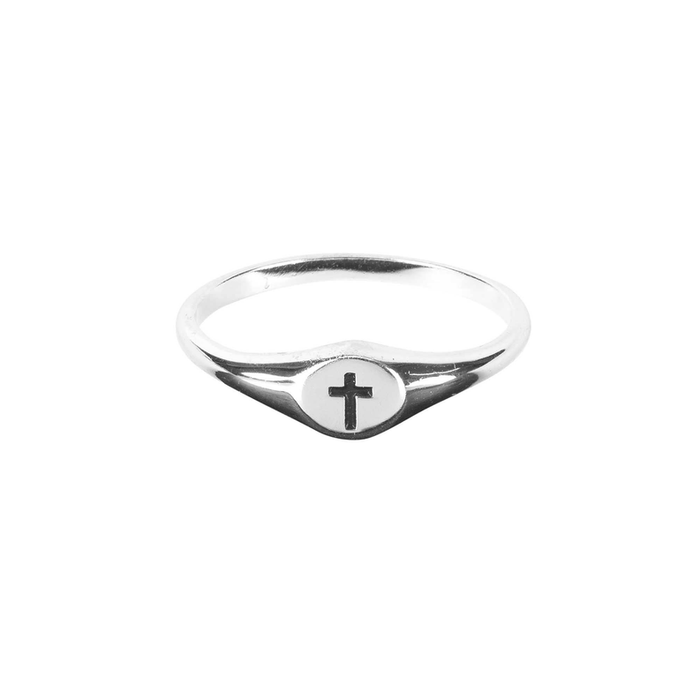 Ring Engraved Cross Size 8 Silver