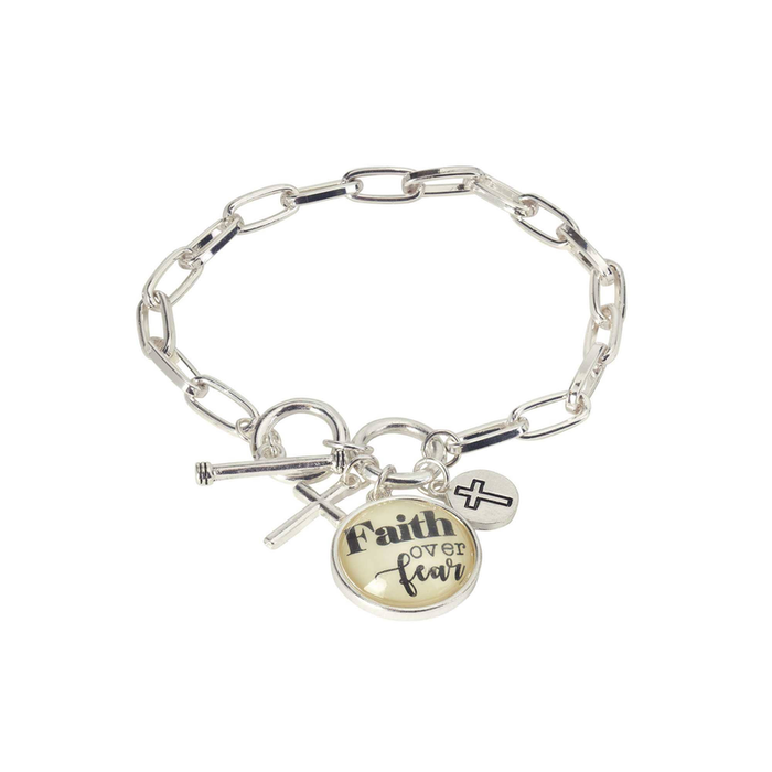 Bracelet Glass Top Faith Over Fear Sp