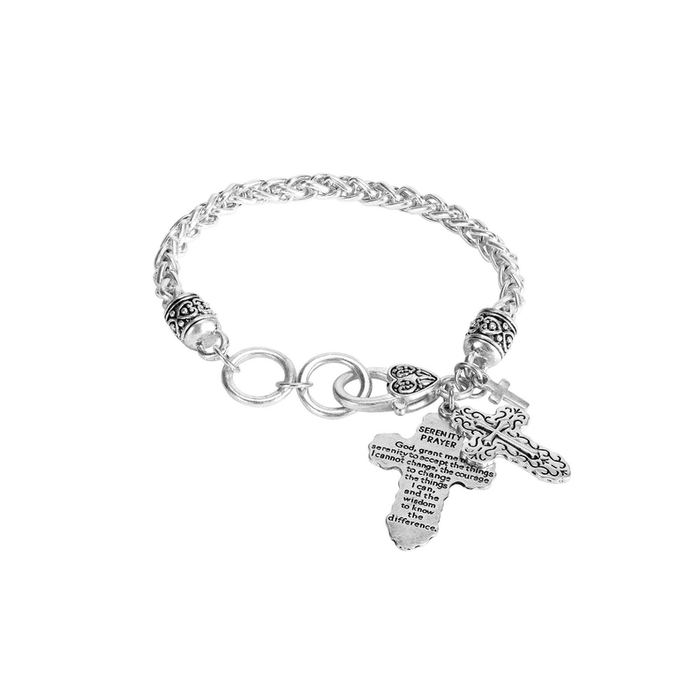 Bracelet Serenity Prayer Cross Toggle