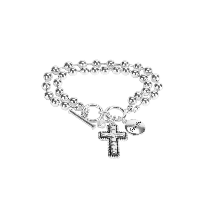 Bracelet Cross Silver Toggle