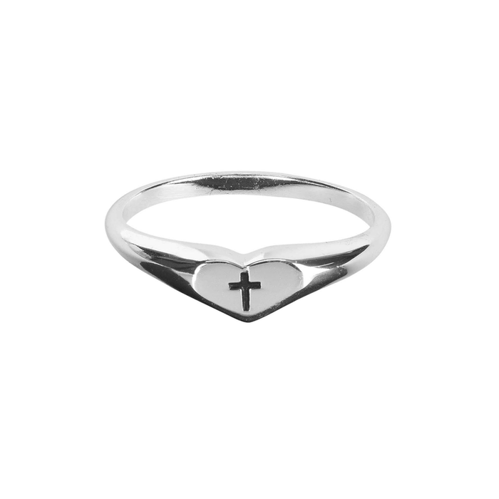 Ring Engraved Heart Size 8 Silver