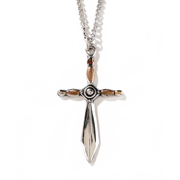 Tone Sword Cross With Silver Necklace