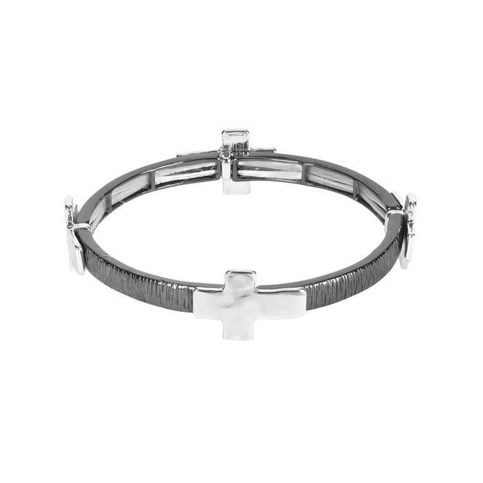 Bracelet Hamme Cross Silver Gunmetal