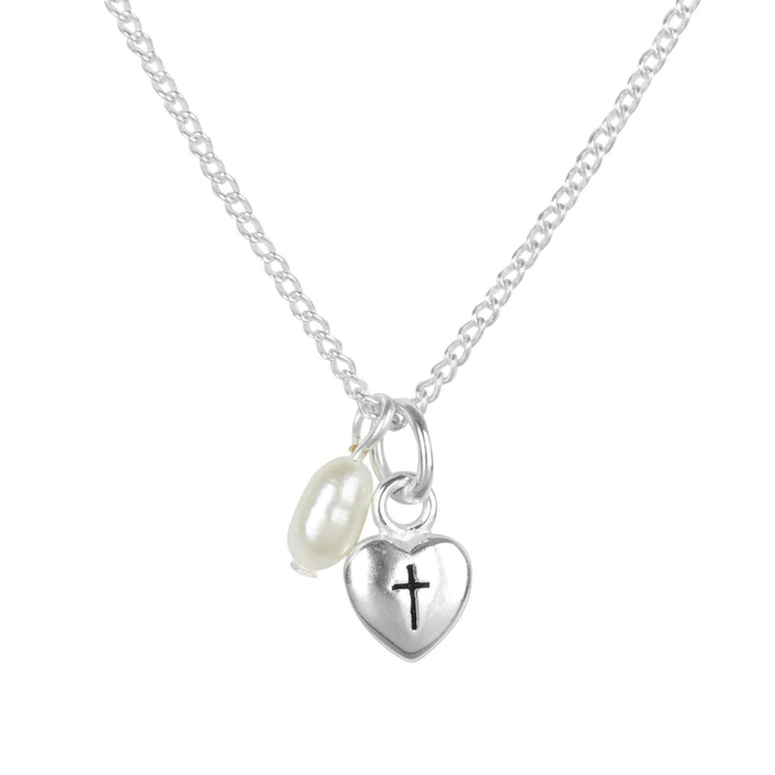 Nk-heart/cross+pearl Drop Silver Plate 3/16"