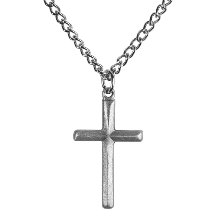 Nk Bevel Cross Pewter Stainless Steel Chn