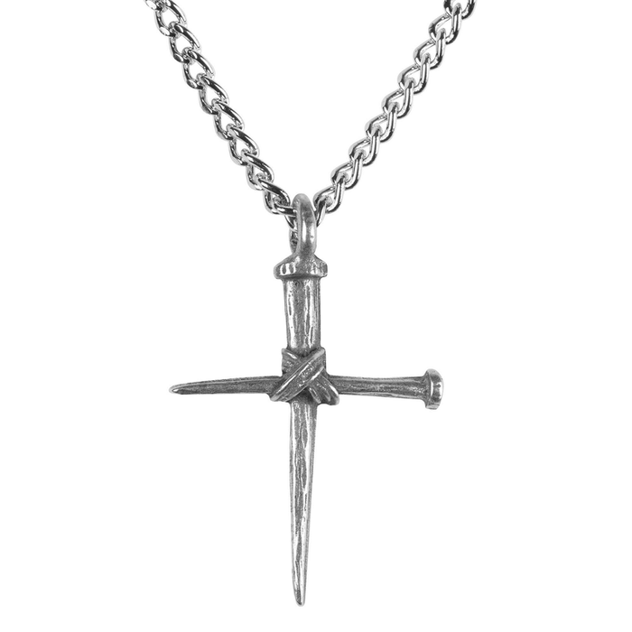 Pewter Double Nail Cross 21" Chain