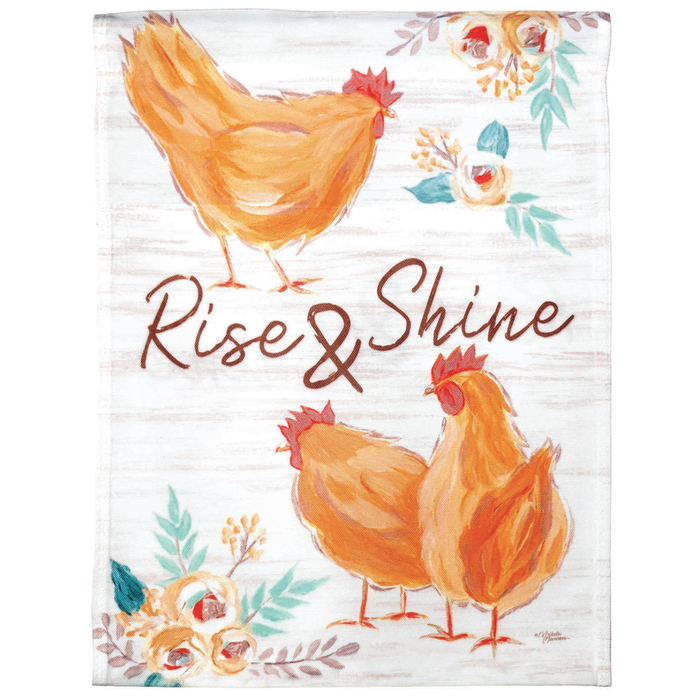 Flg Prt Chickens Rise & Shine Poly Garden