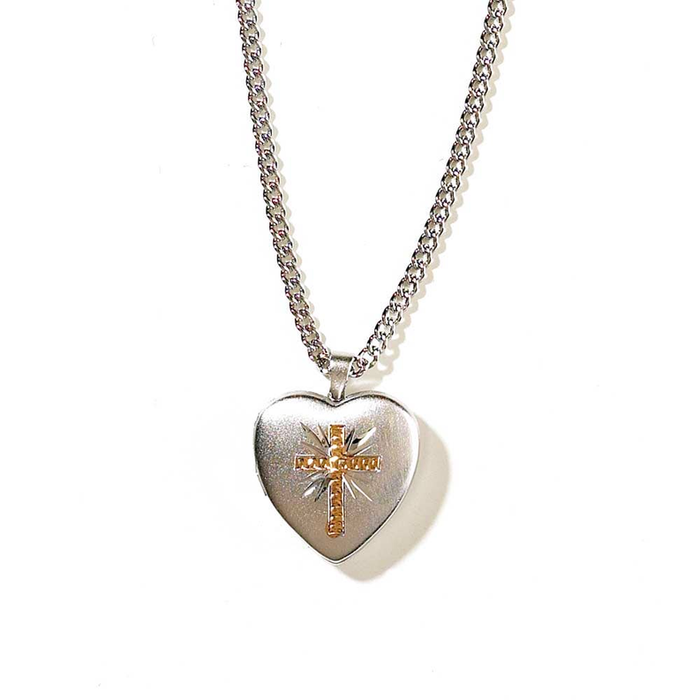 Silver And Plated Heart Locket Necklace
