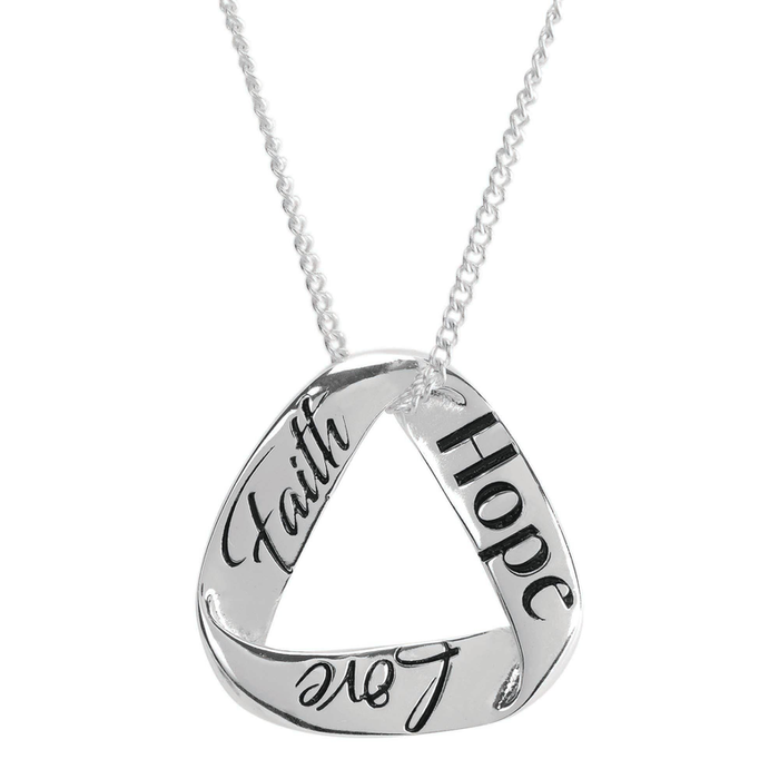 Faith Hope Love Triangle Mobius Necklace